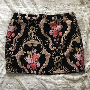Missguided Black Skirt w/ Pink Red and Gold Print